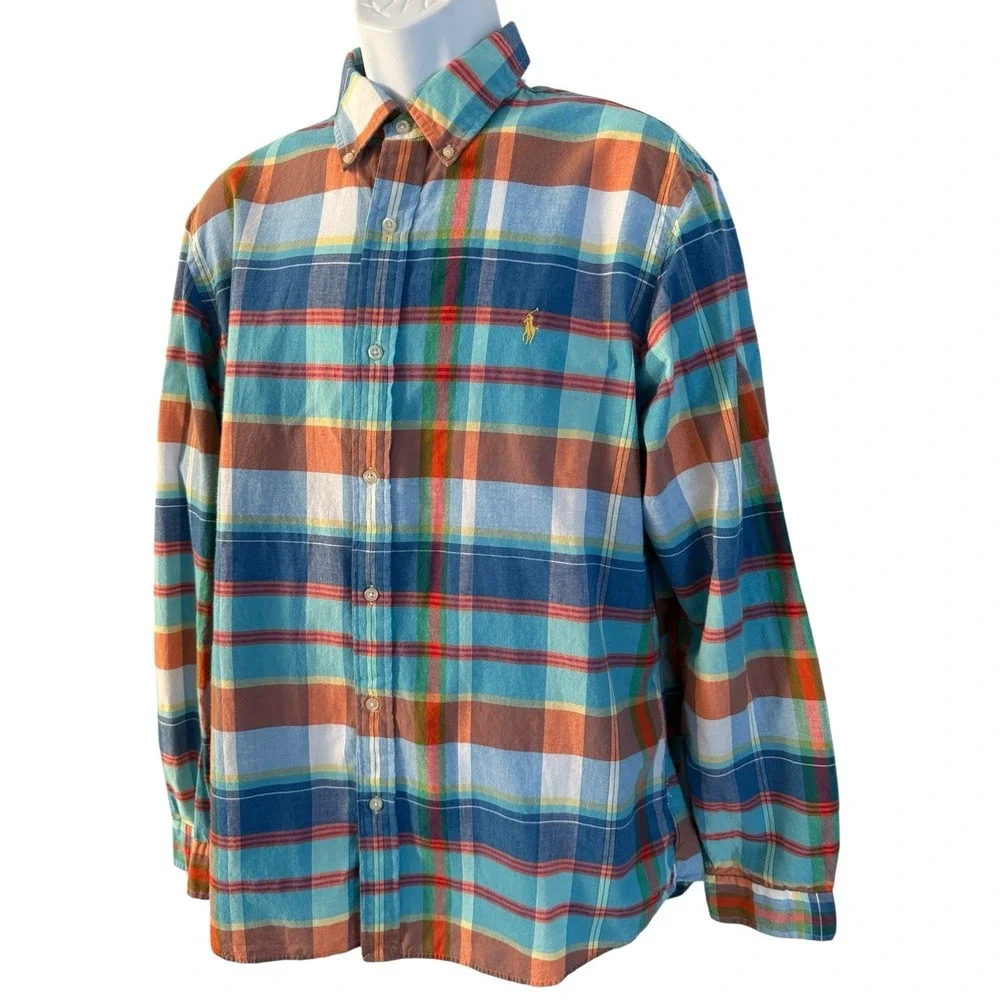 Polo Ralph Lauren‎ Indian Madras Long Sleeve Button Shirt Mens L Plaid Spring